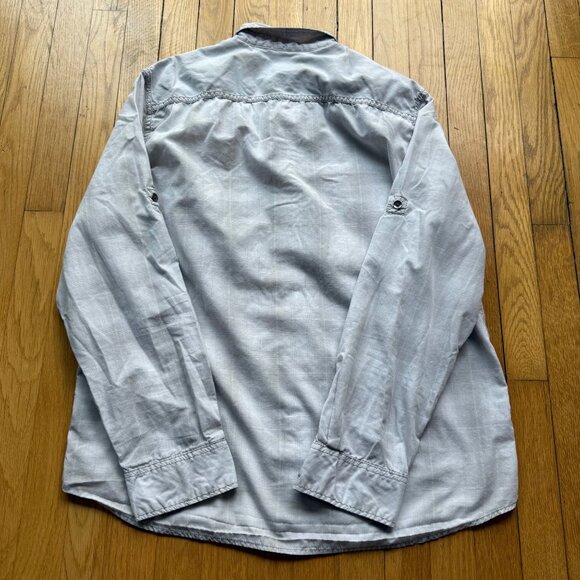 Rock & Republic Size XL Light Gray Plaid Utility Chest Pockets Button-Up Shirt - Picture 11 of 13